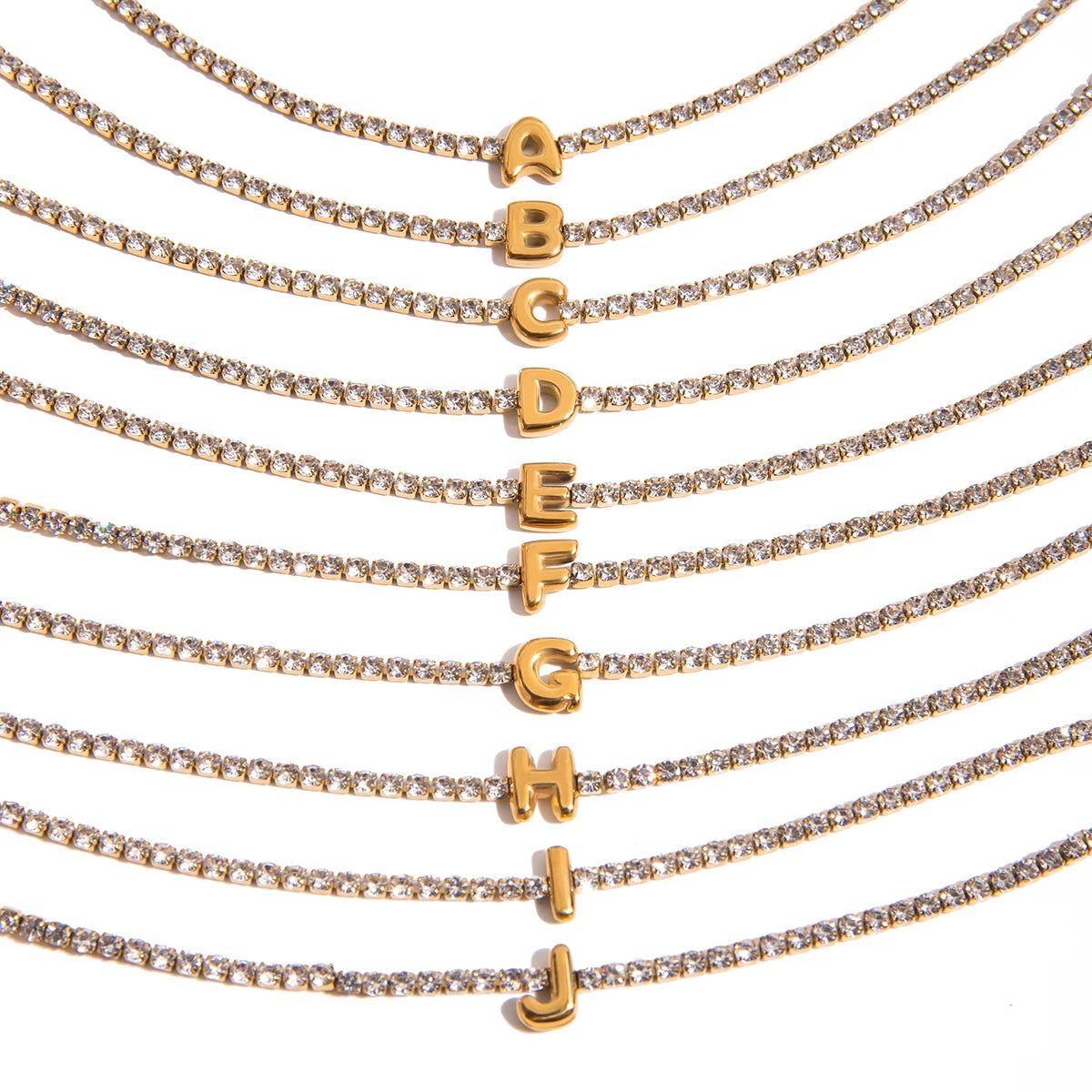Stainless Steel Balloon Letter Pendant Bracelets with Zirconia Sparkling Women's Bracelets - Image 1