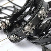 6pcs/Set Black Punk Skull Star Shaped Alloy Pu Leather Bracelet - Image 3