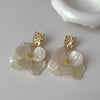 White Resin Flower Hoop Earrings For Women Metal C Shape Statement Earings Jewelry Accessories - Image 9