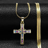 Vintage Shiny Zircon Jesus Cross Religious Amulet Necklace Women Stainless Steel Clavicle Snake Chain Choker Necklaces Jewelry - Image 12