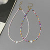 Colorful Seed Bead Choker Necklace with Heart Detail - Image 2