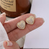 Charm Love Heart Stud Earrings For Women Gold Silver Color White Zircon Bridal Wedding Ear Studs Daily Party Jewelry Gift - Image 1