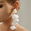 Elegant White Flower Long Tassel Drop Earrings Imitation Pearl Piercing Earrings Banquet Wedding Jewelry - Image 3