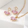 3pcs Y2k Heart-shaped Zircon Pink Crystal Pendant Earrings Necklaces Set for Women Heart Elegant Party - Image 5