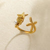 Ocean Starfish Shell Open Rings For Women Gold Color Stainless Steel Ring Summer Beach Aesthetic Jewelry Gift - Image 32
