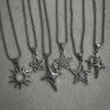 6Pcs Y2K Star Sun Pendant Necklace Set Silver Tone Vintage Star Spiral Sun Charms Chain Necklaces for Punk Streetwear - Image 3