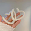Korean Sweet White Plush Heart Hoop Earrings for Women Exaggerated Flocking C-Shaped Earrings Wedding Party Jewelry Gift - Image 1