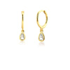Water Drop Cubic Zirconia Hoop Earrings in Gold Tone or Silver Tone - Image 6