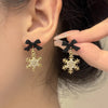 Shiny Snowflake Earrings for Women Unique Imitation Pearl Long Chain Rhinestone Retro Pendant Earrings Jewelry - Image 5