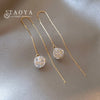 Shiny Zircon Ball Flower Pendant Long Earline For Women's or Girl‘s Jewelry Unusual Earring Ear Accessories - Image 1