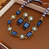 Vintage Purple Rhinestone Necklace Drop Earrings for Women Palace Style Geometric Round Necklace Earrings Ladies Jewelry Sets K - Image 13