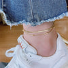 316L Stainless Steel 2 Layer Blade Circular Bead Anklet Ladies High Jewelry Beach - Image 2
