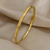 316L Stainless Steel Polished Slim Cuff Bracelet Bangles for Women Smooth Gold Plated Openable Thin Bracelets - Image 4