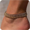 Gold Titanium Cuban Chain Anklets for Women Dainty Layered Ankle Bracelets Summer Beach Jewelry Set - Image 1