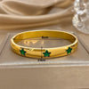Stainless Steel Glossy Round Open Bangle for Women Elegant Shiny Zircon Star Spring Bracelet Jewelry Gift - Image 6