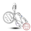 Silver Charm Bead Mother's Day Love Heart Family Charm Bead Pendant Fits Bracelet Womens Jewelry Gifts - Image 37