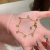 Rainbow Colorful Zircon Necklaces Bracelets Gold Color Multi-layer Rings Jewelry Sets For Women - Image 5