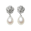 Good Silver Pearl Earrings Women,Flower Cultured Freshwater Pearl Earrings Mother White Black - Image 1