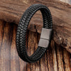 Men Jewelry Red Braided Leather Rope Bracelet Black Magnetic Buckle Bracelets Punk Men Wrist Band Hombre - Image 2