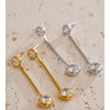 Stainless Steel Cubic Zirconia Long Chain Round Drop Dangle Earrings Temperament Jewelry Accessories - Image 2