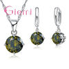 Silver Pendant Necklace Earrings For Women Engagement Jewelry Set Austrian Crystal - Image 9