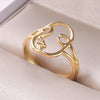 Abstract Hollow Irregular Open Adjustable Stainless Steel Rings Gothic Irregular Geometric Hammered Heart Lover Jewelry Rings - Image 43