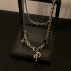 4pcs Personality Black Zircons Awn Star Cross Pendant Cuban Chain Necklace for Men Friends Hip-hop Punk Jewelry Sets Gift - Image 3