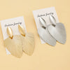 Advanced Metal Textured Leaf Pendant Big Earrings Women's Exaggerated Party Jewelry Gold Color Geometry Drop Earring - Image 3