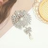 Water droplet brooch inlaid with diamonds, alloy clothing accessories, crystal brooch, flower che - Image 2