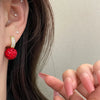 Red Cubic Zirconia Ball Dangle Earrings for Women Golden Color U Shaped Crystal Drop Earring Party Jewelry - Image 3