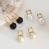 Black Beads Pendant Earrings For Women Stainless Steel Gold Plated Earrings Women's Imitation Pearl Earring Woman Jewelry - Image 1