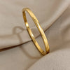 Greatera Minimalist 4mm Stainless Steel Smooth Cuff Bracelet Bangle for Women Gold Plated Metal Bracelets Jewelry - Image 2