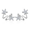 Cute Star Flower White Zircon Clip Earrings For Women Rose Gold Silver Color Non-piercing Ear Clips Wedding Jewelry Mothers Gift - Image 5