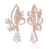 Shiny Zircon Flower Long Drop Earrings For Women Rose Gold Color Ethnic Bridal Wedding Jewelry - Image 6
