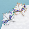 Purple Rhinestone Maple Leaf Brooches For Women Unisex 2-color Beautiful Flowers Plants Party Office Brooch Pins Gifts - Image 4