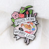 Create More Worry Less Enamel Pin Artist Palette Paintbrush Brooch Floral Art Badge Inspirational Quote Gift Painters Students J - Image 1