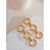 Stainless Steel Round Circle Link Long Drop Dangle Earrings Gold Pvd Plated Statement Jewelry Gift - Image 3