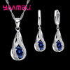 Water Drop CZ Silver Plated Jewelry Set For Women Pendant Necklace Hoop Earrings Wedding Party Ceremoey Anel - Image 12