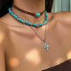 Cactus Pendant Necklace with Green Bead Details - Image 1