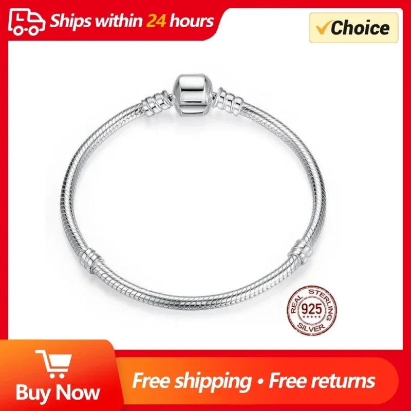 Silver 3MM Snake Chain Bangle Bracelet for Women Bangle Jewelry 16-23CM - Image 1