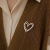 Flower Imitation Pearl Brooches For Women Shiny Rhinestone Double Layer Love Heart Pins Sweater Cardigan Jewelry Gifts - Image 6