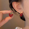 Vintage Red Enamel Love Heart Hoop Earrings For Women Elegant Dripping Oil Temperament Earrings Wedding Jewelry Gifts - Image 1