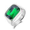 Rectangular Cubic Zirconia Stainless Steel Ring in Multiple Stone Colors - Image 11