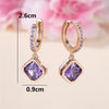 Dainty Female Purple Square Round Zircon Stone Hoop Earrings Cute Gold Color Girlfriend Gifts Wedding Jewelry For Women - Image 6