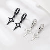 Classics Four Pointed North Star Small Hoop Earring For Women Silver Color Drop Earrings Hollow Star Earring - Image 1