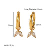 Vintage Square Waterdrop Flower Cubic Zirconia Hoop Earring Stainless Steel Gold Plated Earrings For Women - Image 8