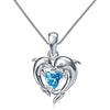 Couple Dolphin with Blue Heart CZ Necklace Women Chic Bride Wedding Clavicle Chain Necklaces Fancy Gift Statement Jewelry - Image 1