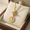Pendant Necklace with Textured Chain and Multiple Charm Designs - Image 18