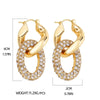 Stainless Steel Vintage Double Circle Round Zircon Dangle Earrings Gold Plated Twist Huggie Hoops Ear Buckle Jewelry - Image 10