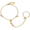 Yellow Gold Plated Stainless Steel Hand Chains Bracelet for Women Dainty Cubic Zirconia Bracelet and Ring Chain Body Jewelry - Image 1